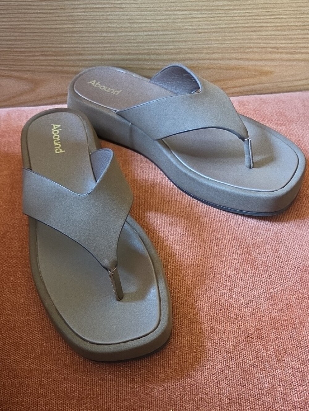 Abound Taupe V‑Strap Slide Sandals